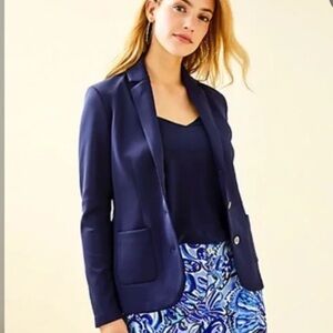 Lilly Pulitzer Braylee Blazer True Navy NWT Medium gold buttons New